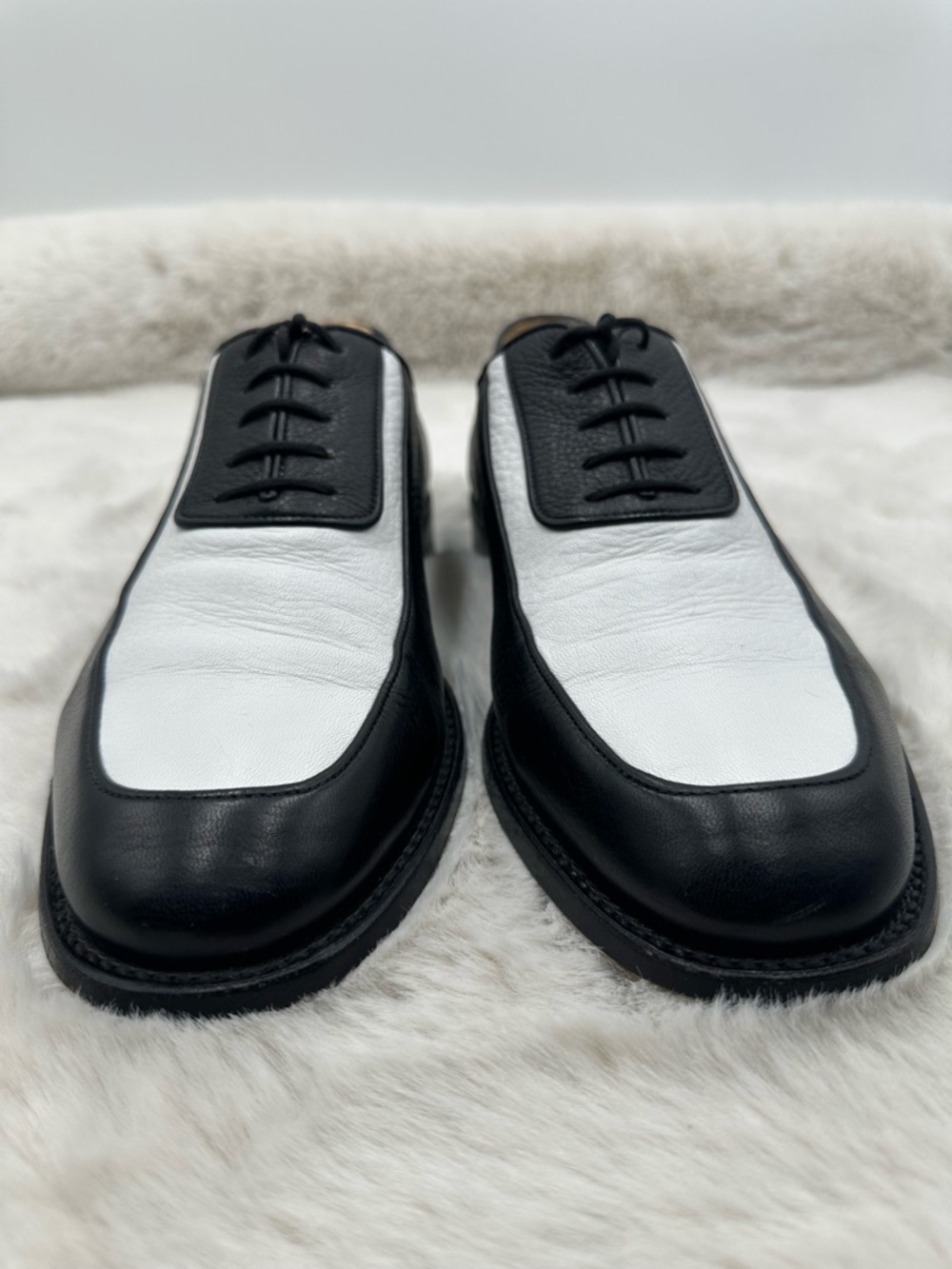 Gravati Mens Two Tone Leather Oxford Dress Shoes Black White size 10 - Picture 6 of 12